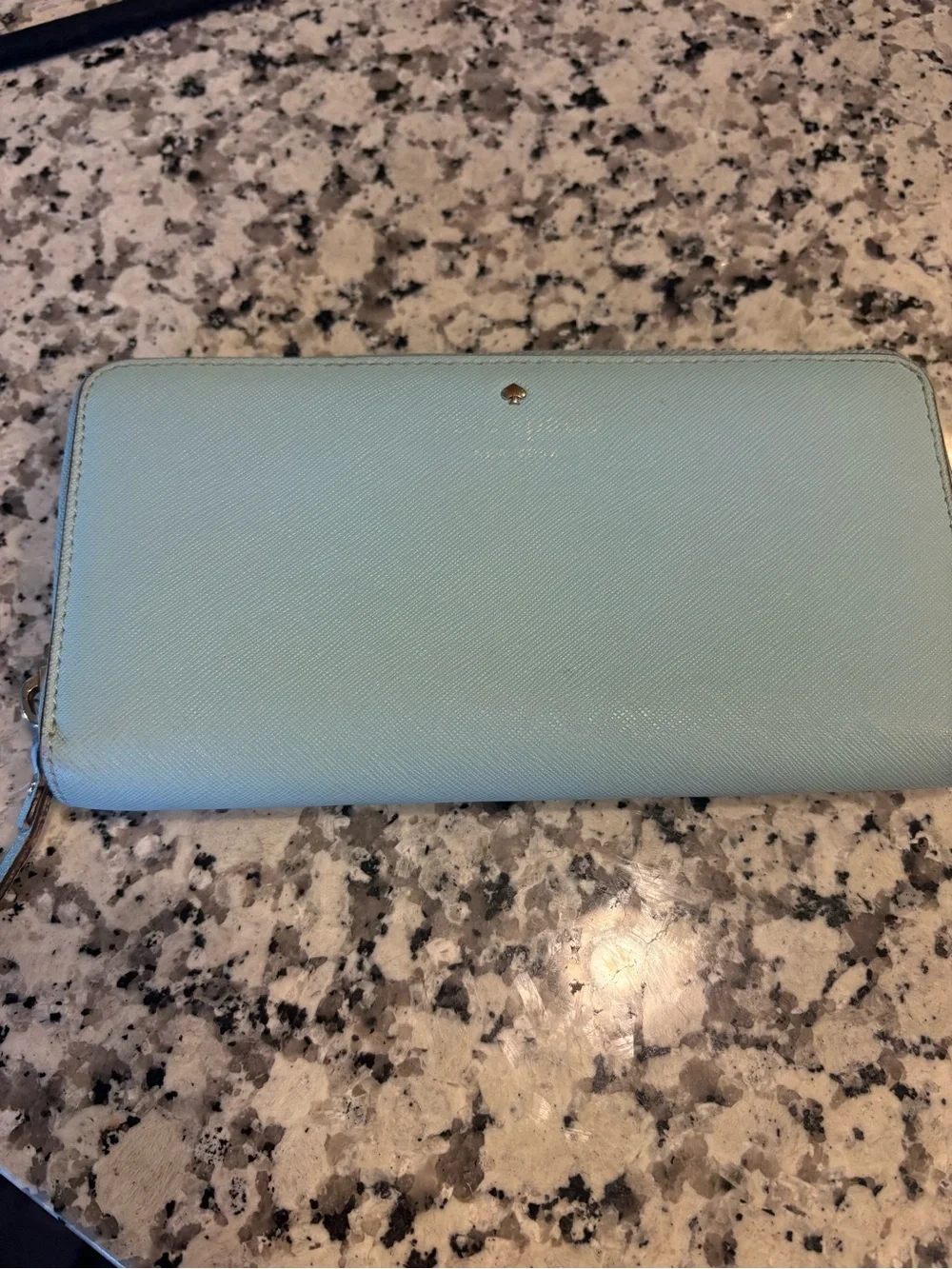 kate spade pastel blue zip-around leather wallet
